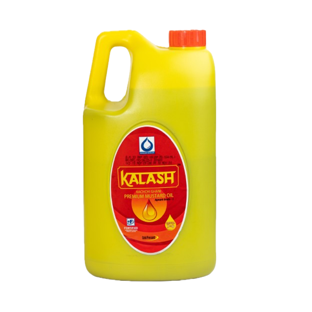 Kalash Kachi Ghani Pure Mustard Oil, 5L HDPE Jar