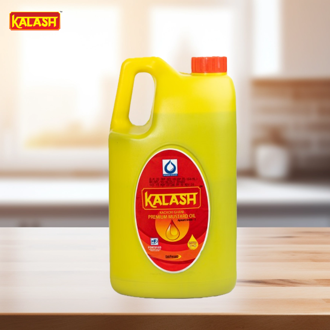 Kalash Kachi Ghani Pure Mustard Oil, 5L HDPE Jar